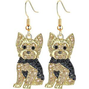 Crystal Yorkshire Terrier Dog Pendant Earrings Pet Charm Earrings